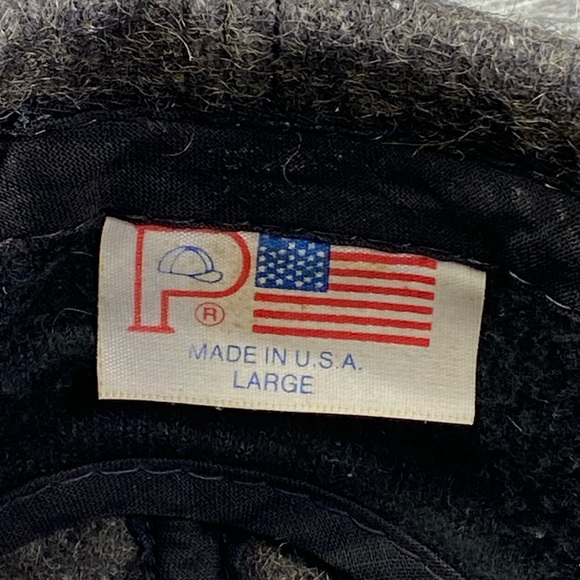 VTG P Caps USA Wool Hat Adult Large Ear Neck Flap Gray Black Preowned - Picture 7 of 16